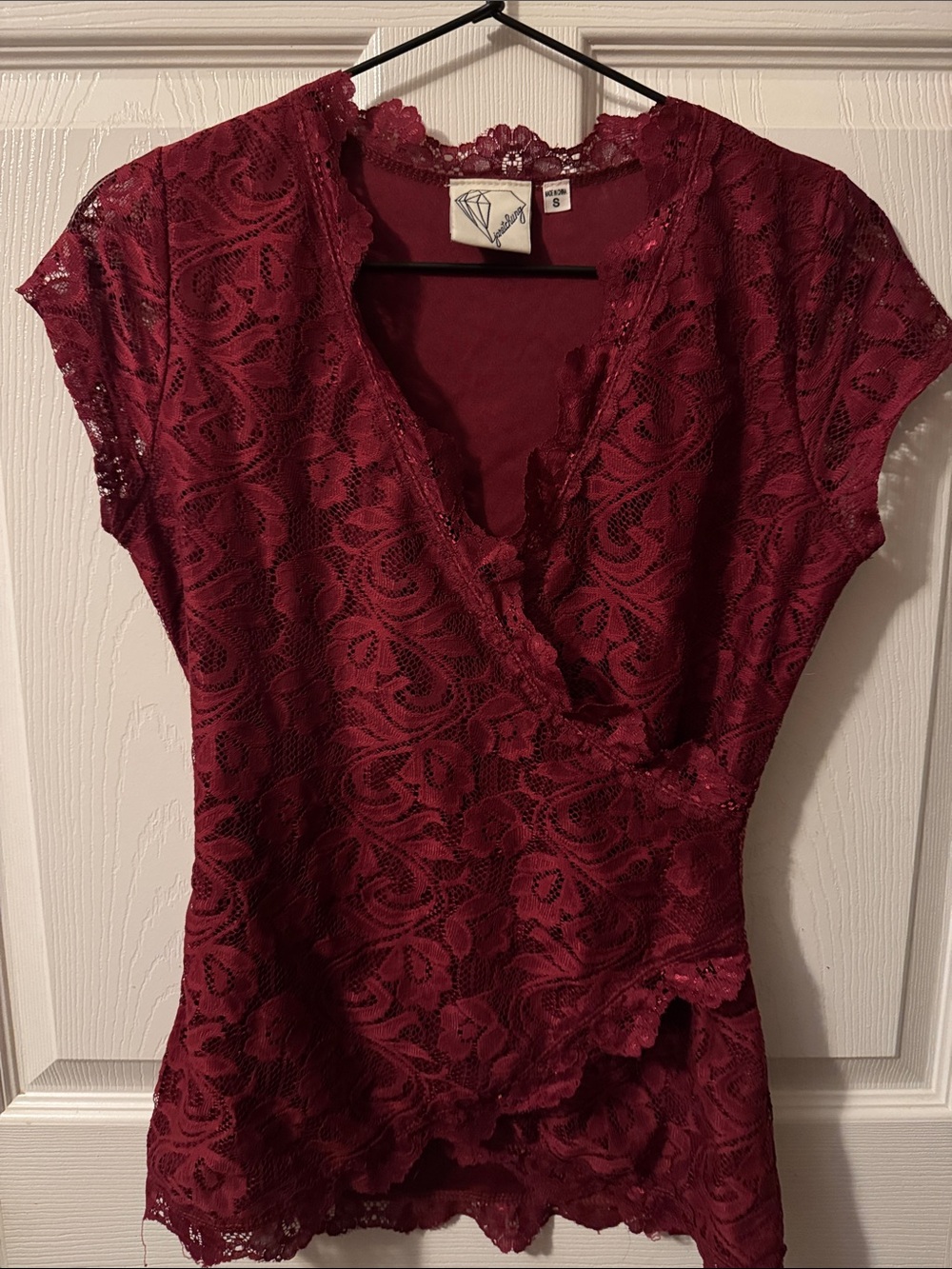 Diamond Supply Co. Burgundy Lace Wrap Blouse